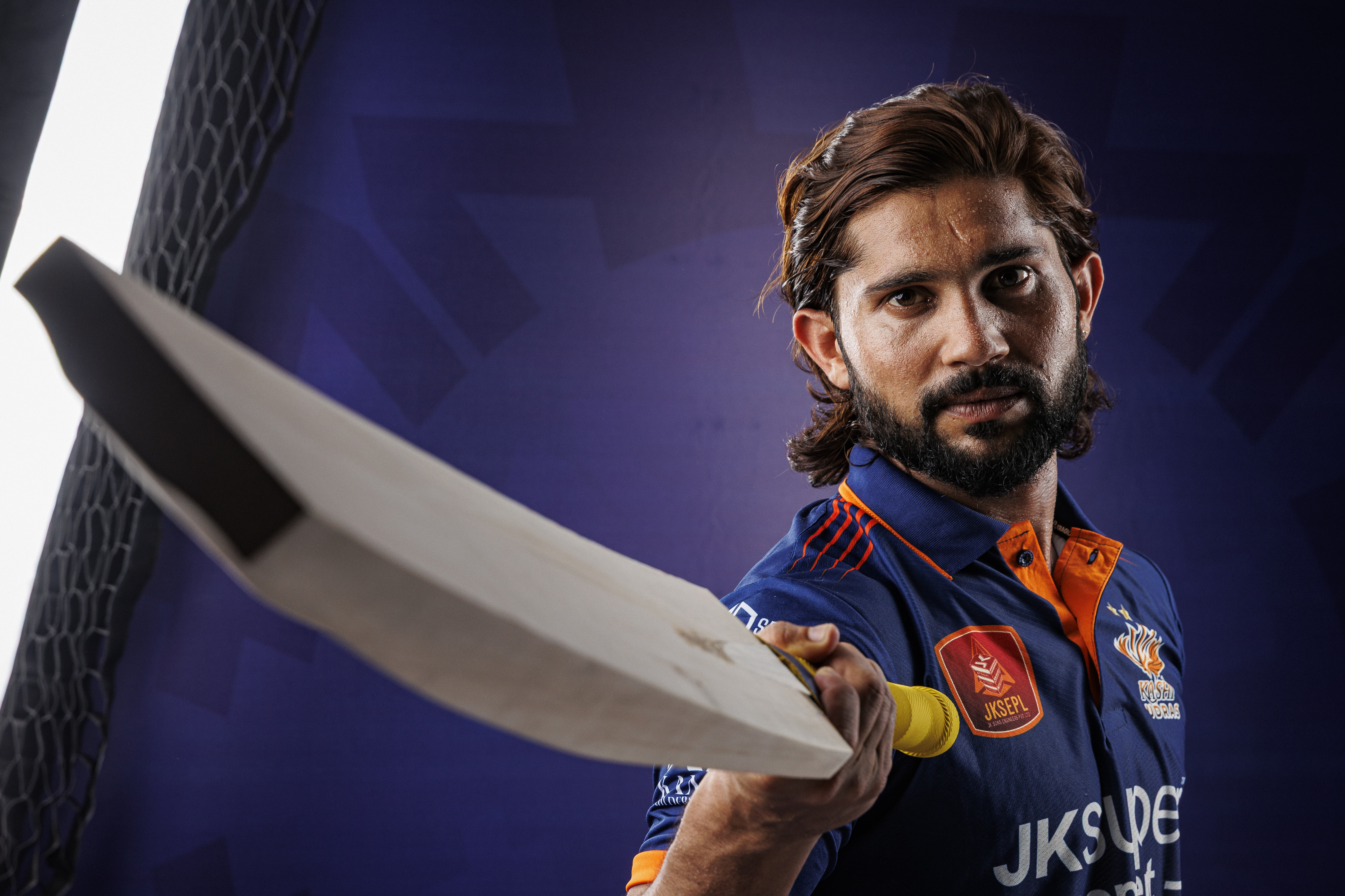 Uvais Ahmad of Kashi Rudras Face of Kashi’s fire. A Kashi Rudras star ready for UPT20 Season 4, carrying Varanasi’s spirit and the Har Har Mahadev attitude into every T20 over.Photos by: s Saikat Das